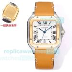 THB Factory Swiss Clone Cartier Santos 39.8 Two-tone 9015 Watch Orange Strap 